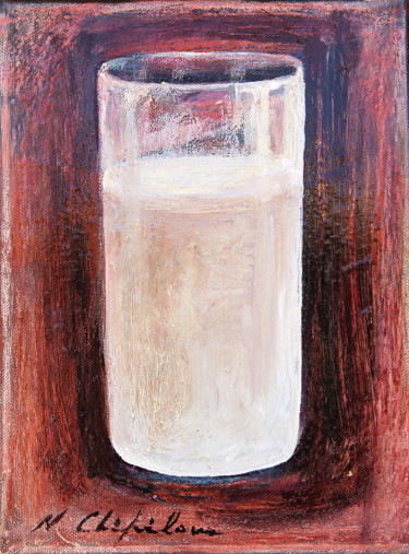 Verre de lait, fond rouge