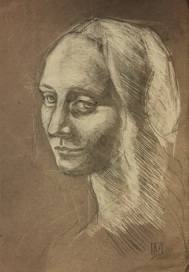 Tête de jeune femme d'après Léonard de Vinci