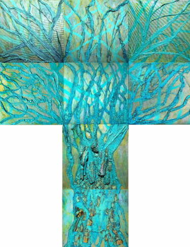 Iridescent Blue Tree of Life, 240x180cm
